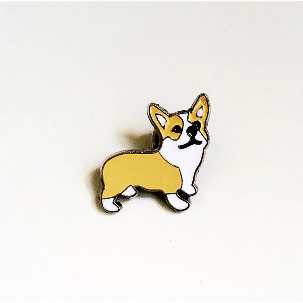Yellow Pembroke Welsh Corgi Dog Enamel Pins 479